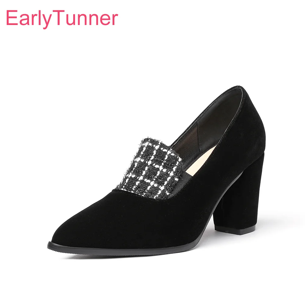 

2022 New Comfortable Black Blue Women Pumps Fashion Pointed Toe High Heels Office Lady Shoes Plus Small Big Size 11 32 43 45