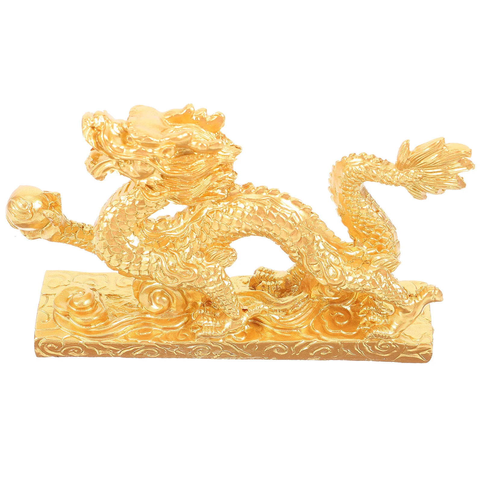 

Household Decor Ornaments Dragon Table Charm 15x8.5cm Figurine Statue Golden Resin Office