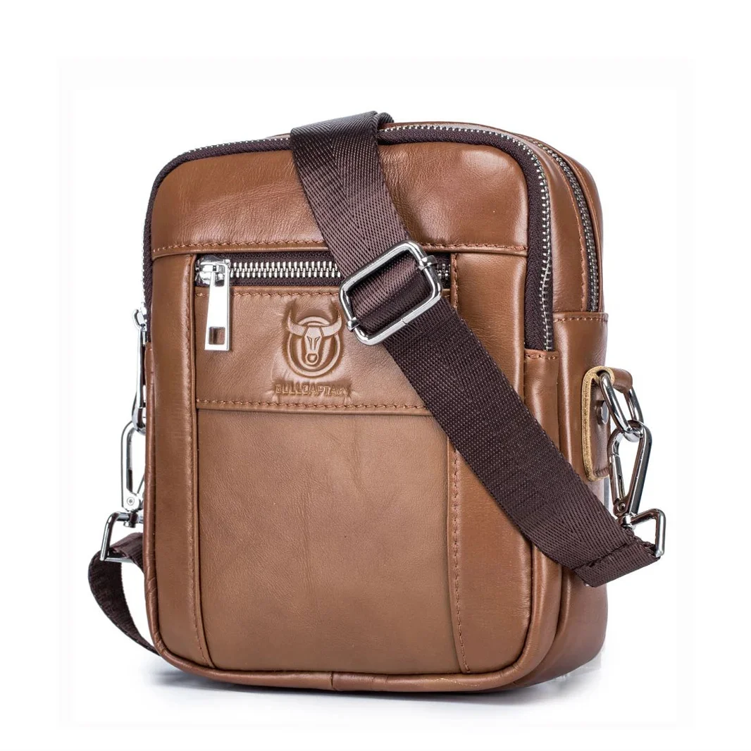 Мужская сумка из натуральной воловьей кожи с вертикальным клапаном