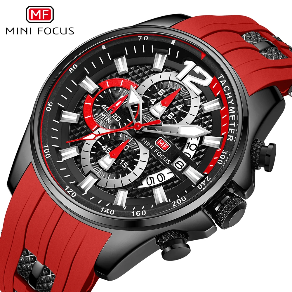 

MINI FOCUS Top Brand Luxury Quarz Male Clock Sport Calendar Watch for Men 30M Waterproof Silicone Strap Military montre homme