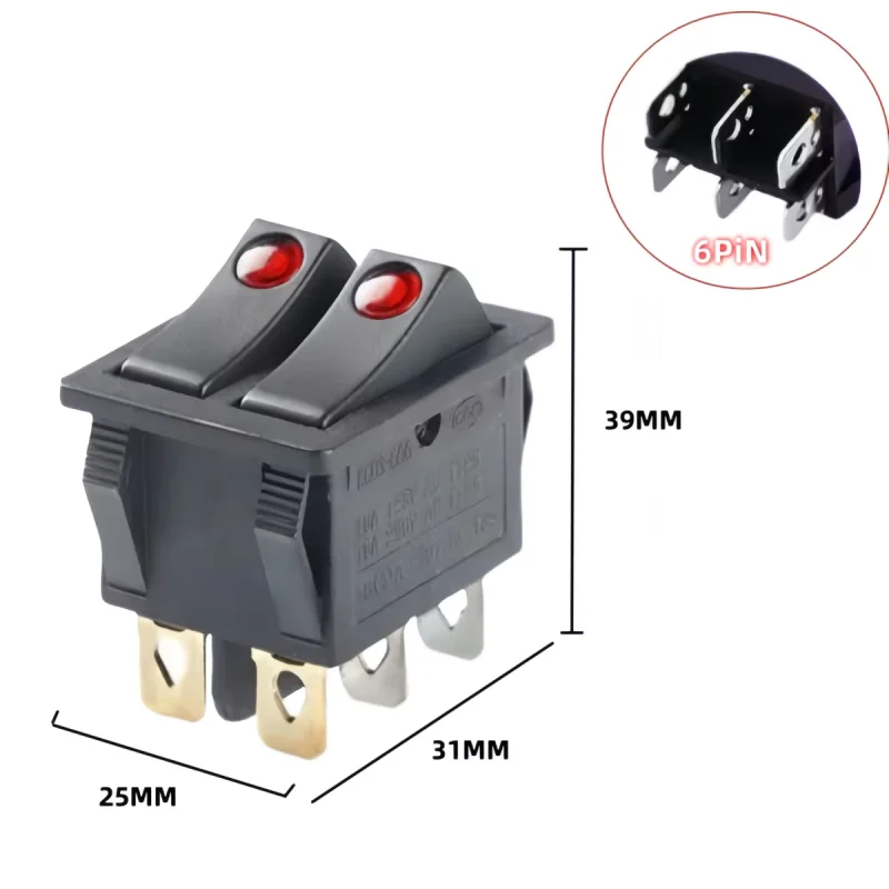 

Переключатель KCD6 6PIN Double Light