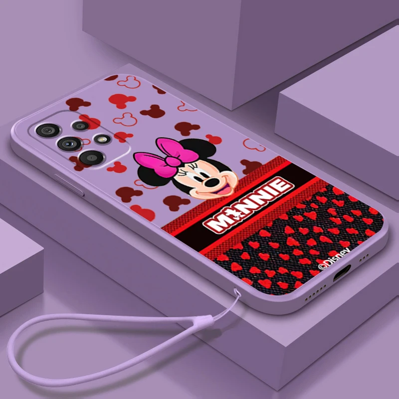 

Disney Mickey Minnie Art Liquid Rope Phone Case For Samsung A73 A72 A71 A52 A53 A54 A51 A42 A34 A32 A14 A21 A13 A04 A03 5G