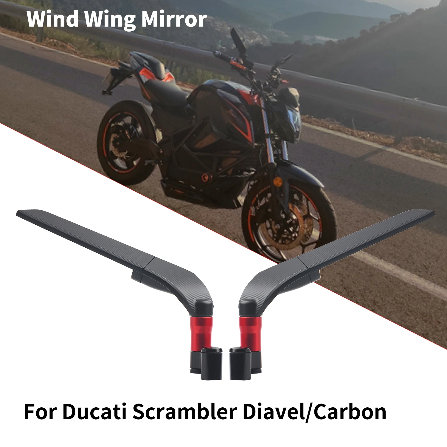 

For Ducati Scrambler Diavel/Carbon/XDiavel/S MONSTER Universal Motorcycle Mirror Wind Wing side Rearview Reversing mirror