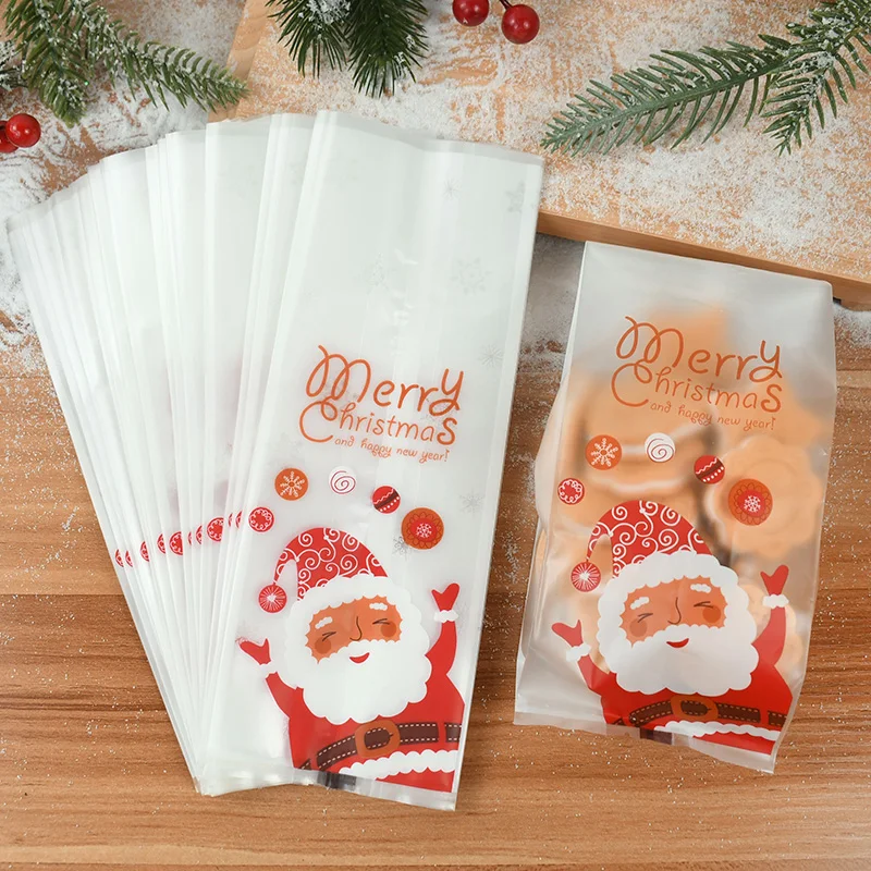

25pcs Santa Claus Plastic Candy Bags Christmas Gifts Cookies Packaging Bag Merry Christmas Decor Navidad 2023 New Year Favor Bag