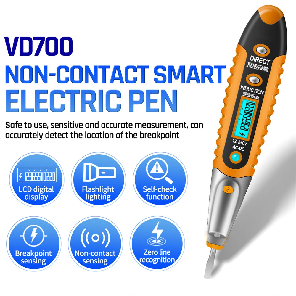 

Digital Test Pencil Tester Electrical LCD Display Screwdriver Voltage Indicator Detector Test Pen AC/DC12-250V Electrician Tools