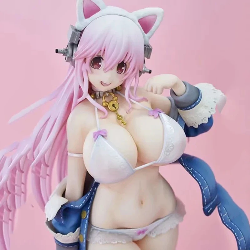 Аниме Super Sonico 27 см экшн-фигурка из ПВХ белая кошка Ver. Коллекционные модели