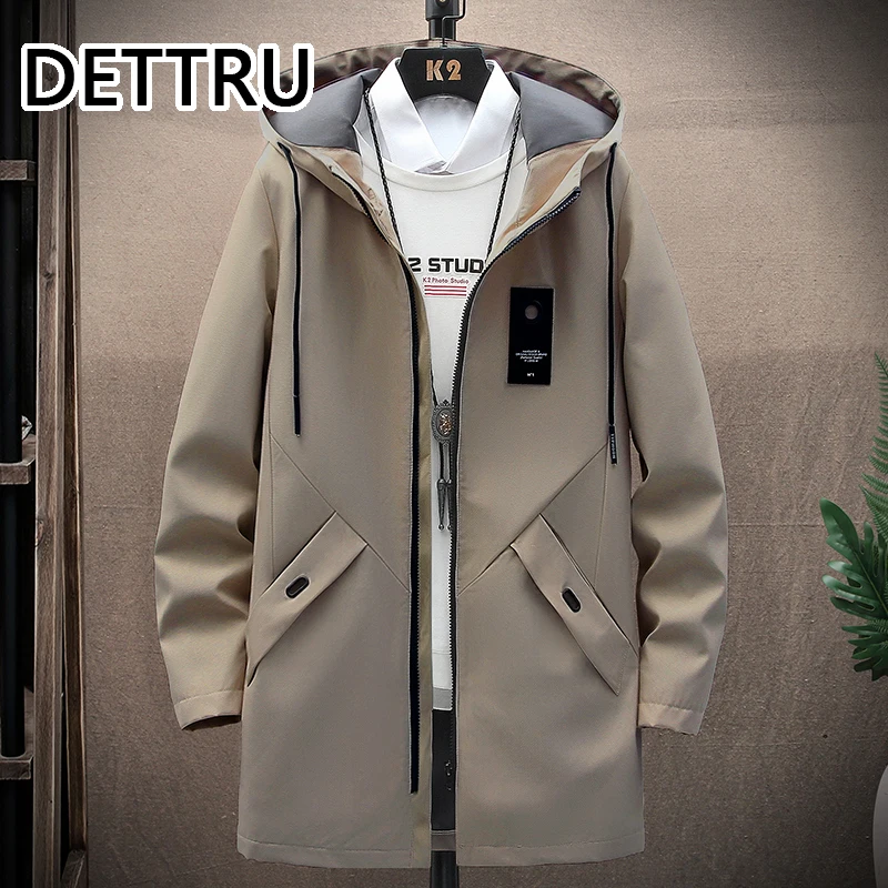 

2022 Mens Casual Long Jackets And Coats Hooded Streetwear Hip Hop Windbreaker Outwear