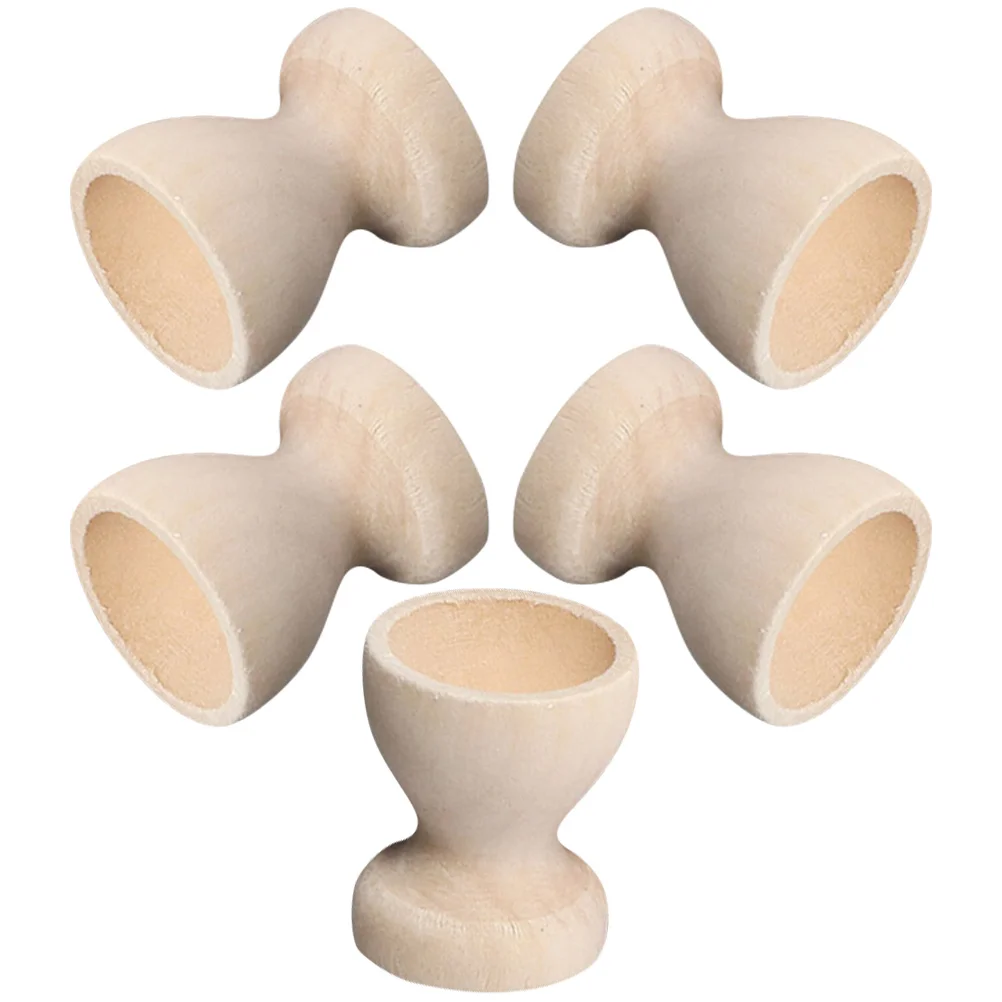 

5Pcs Lasting-use Useful DIY Wood Egg Stand Wood Egg Cup for Kids Festival Decor Handcraft
