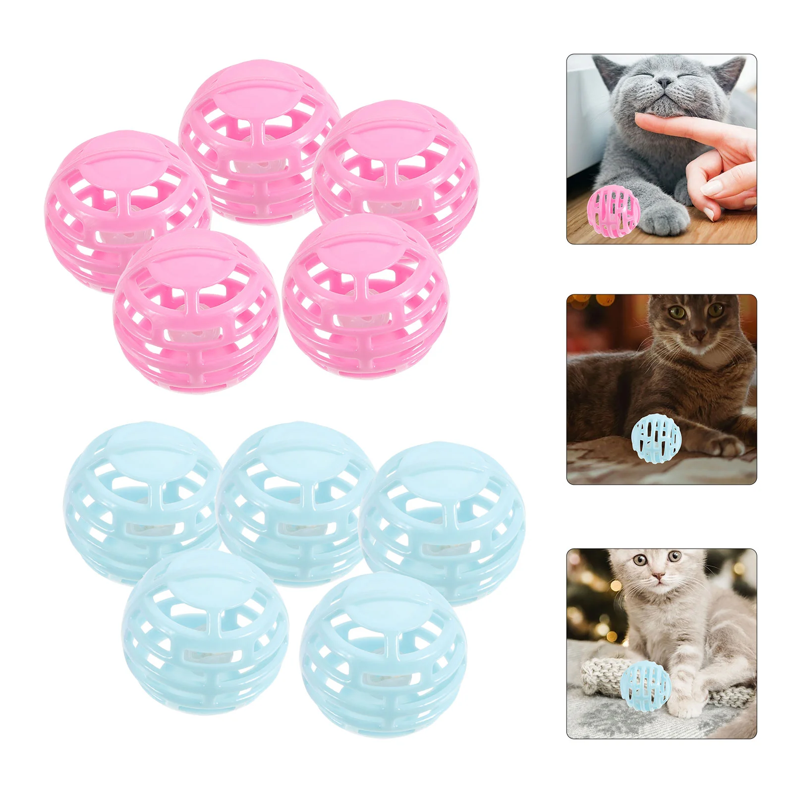 

10pcs Cat Toy Balls with Bells Plastic Cat Toys Jingle Balls Chase Ball Toys for Cats Random Color