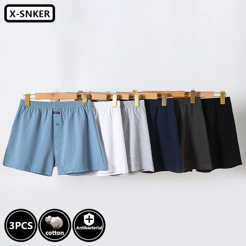 3pcs Mens Underwear Boxers Shorts Casual Male Cotton Sleep Underpants Loose Comfortable Homewear Solid Arrow Panties Summer HOT
