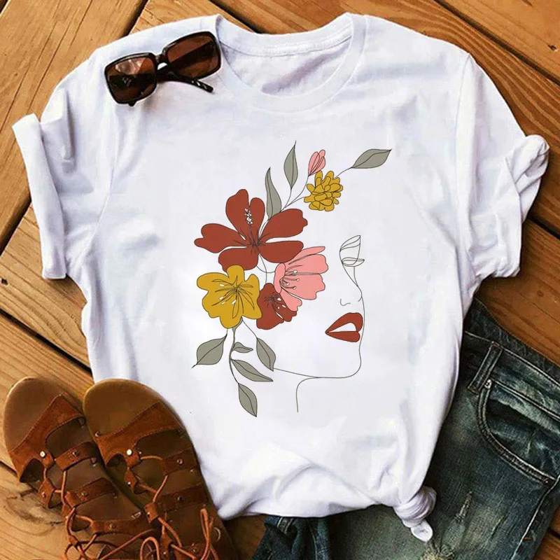 

Harajuku Women T Shirt Watercolor Flower Print T Shirt Female Summer Tee Short Sleeve Tops Cute Graphic Tee Shirts Ladies Tshirt