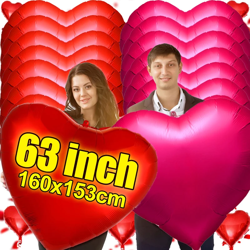 Большие красные сердцевидные воздушные шары из алюминиевой плёнки