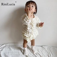 rinilucia crepe baby clothing set summer vintage puff long sleeve infant bodysuit for toddler girls clothing children overalls