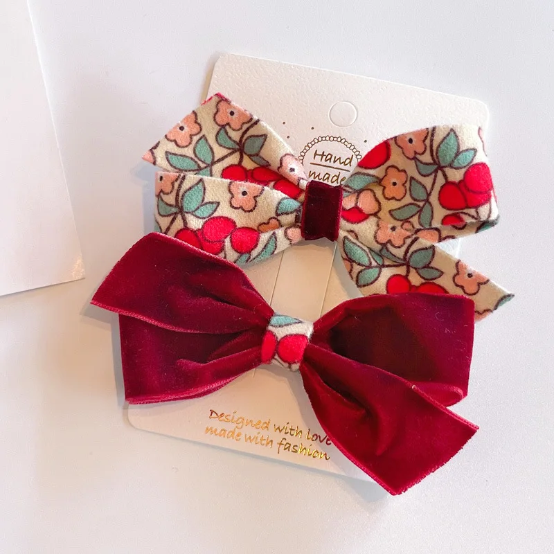 

2Pcs/Set Korean Sweet Embroidery Bows Hair Clip for Kids Girls Boutique Handmade Hairpins Barrettes Headwear Hair Accessories
