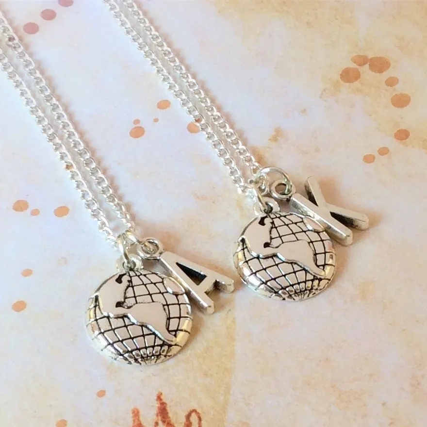 

travel around the world earth 26letter memory necklace charms women jewelry accessories pendant Gifts fashion forever