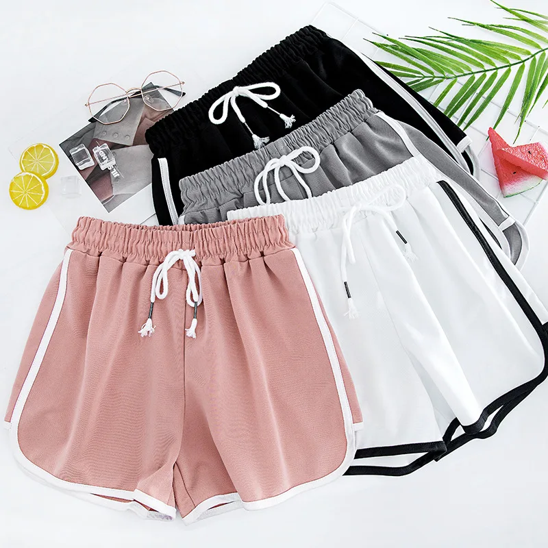 Multicolored Motion Shorts Women's Summer Outering A Word  Biker Three-point Pants High Waist Appears Thin Lax Leisure