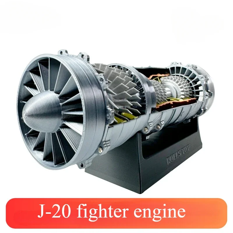 Модель двигателя J-20 Fighter Jet Turbojet материал PLA с металлическим блеском модель