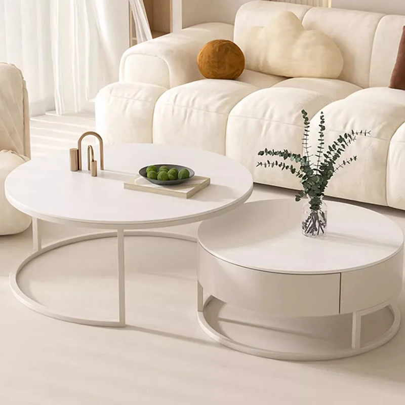 

Side Unique Coffee Table Round Luxury Nordic Modern Dressing Coffee Tables Makeup Small Storage Mesa Auxiliar Salon Furnitures