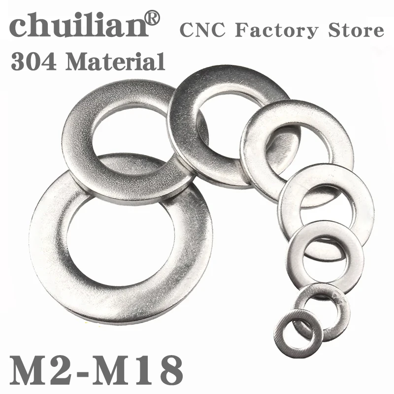 

Flat Washer M2 M2.5 M3 M4 M5 M6 M8 M10 M12 M14 M16 304 Stainless Steel Meson Washers Plain Washer Gaskets Spacer Shim