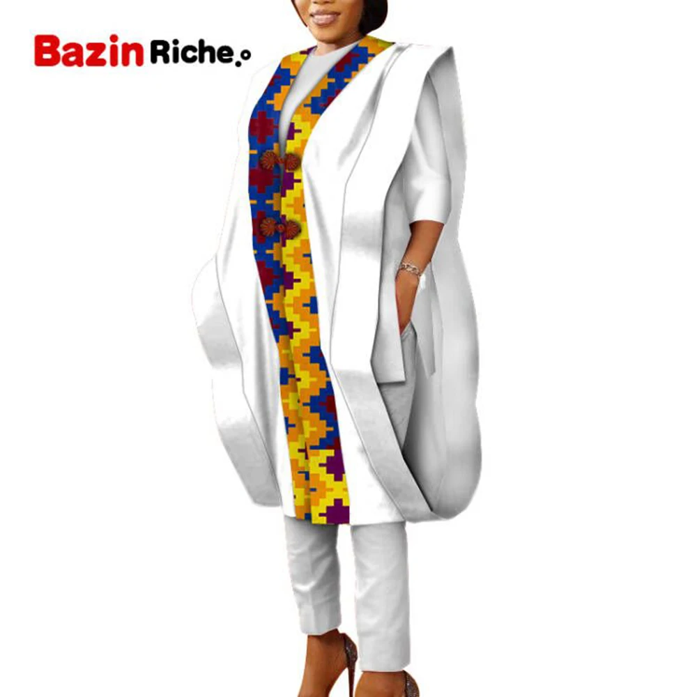 Frauen Afrikanische Kleidung Top Hemd, robe und Hosen Sets Bazin Riche Afrikanischen Design Kleidung Dashiki Frauen 3 Stück Hosen Sets WY5590