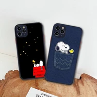 cartoon dog charlie brown snoopy phone case for iphone 13 12 11 pro max mini xs 8 7 plus x se 2020 xr matte transparent cover