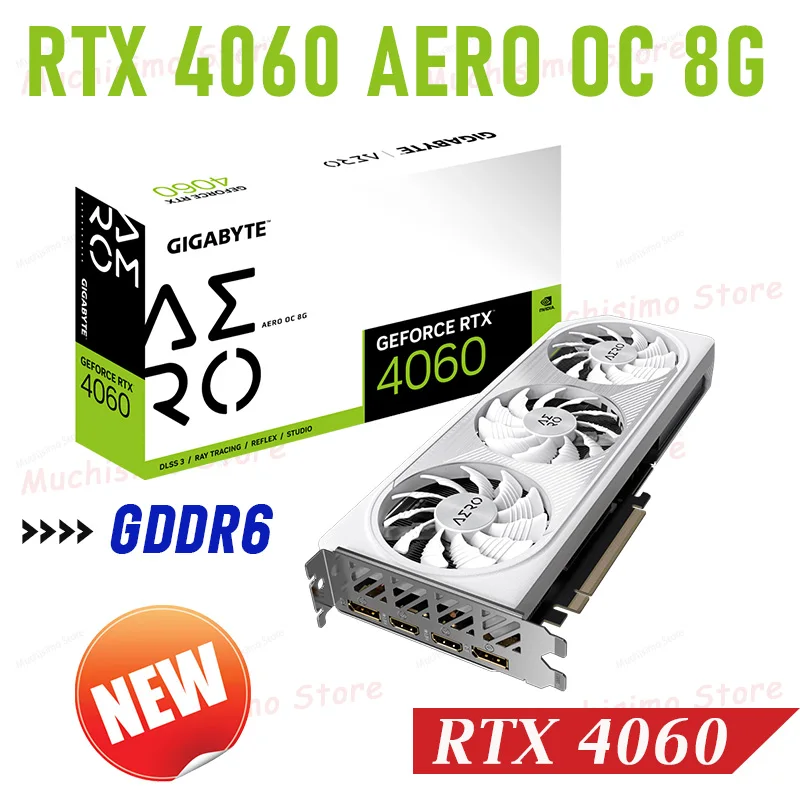 

Видеокарта Gigabyte RTX 4060 AERO OC 8G GDDR6 RTX 4060, графическая карта для настольного ПК 8 Гб GDDR6 GeForce RTX 4060, видеокарта PCI-E 4,0, процессор Intel AMD