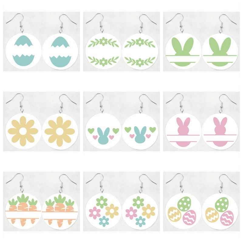 

Easter Earrings Faux Leather Teardrop Earrings Eggs Earrings
