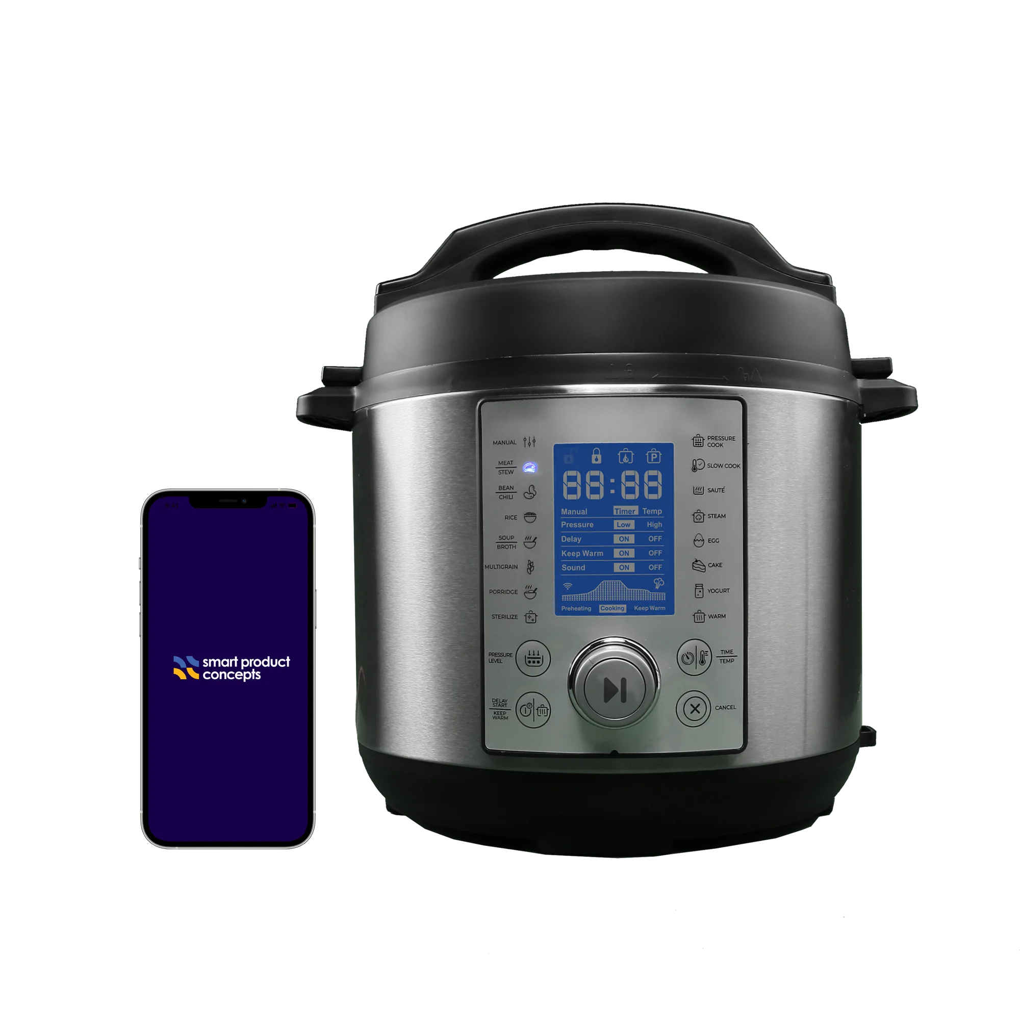 

Smart electric pressure cookers OEM ODM custom logo WiFi Bluetooth App Control Recipe Robot Multi-function LED control panel
