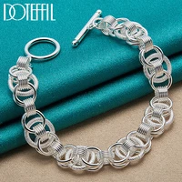 doteffil 925 sterling silver bracelets snake chain screw fits european charm 20cm length diy fashion for women man jewelry gift