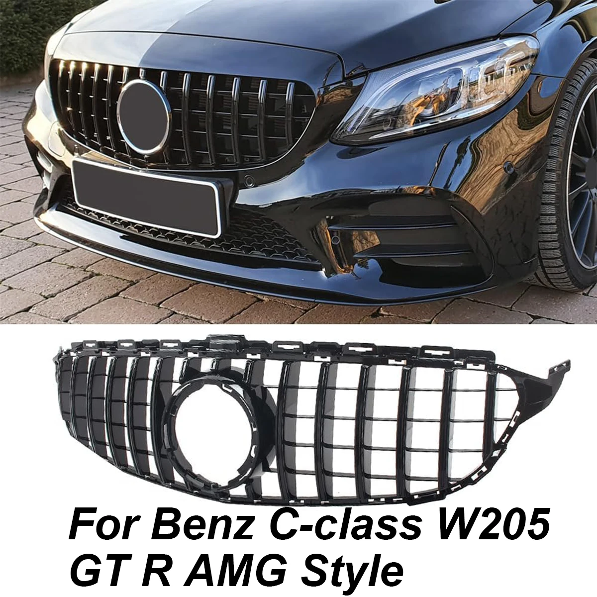 Решетка переднего бампера в стиле GT R для Mercedes Benz W205 C-Class C205 C200 C220 2019-2021 AMG передняя