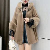 fashion plush coat womens winter imitation fur grass loose medium length 2022 new hooded thickened coat