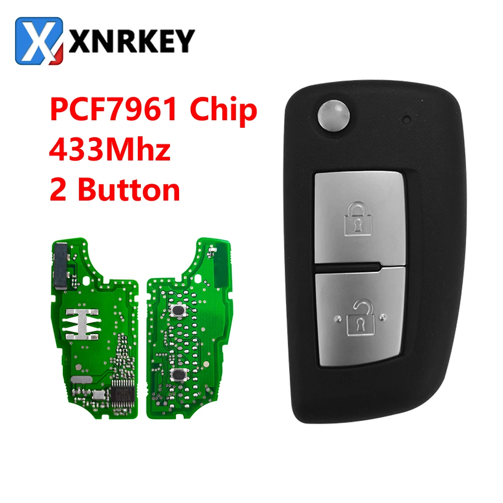 XNRKEY-llave de coche remota con 2 botones, PCF7961M, Chip 433Mhz, hoja NSN14, para Nissan Qashqai, x-trail, Pulsar, Micra, Juke, FCC, CWTWB1G767