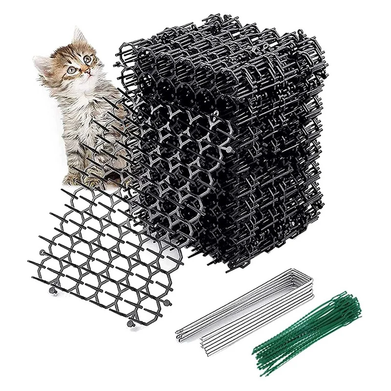 

New 24Pcs Cat Scat Mat With Spikes,At Animal Spikes Repellent,Garden Prickle Strip Dig Stopper Cat Deterrent Spikes