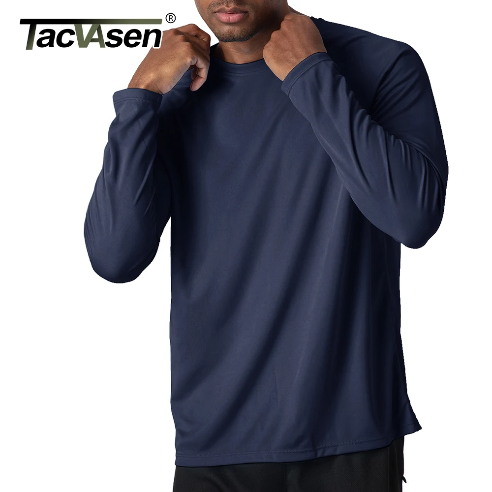 TACVASEN Men's Sun Protection T-shirts Summer UPF 50+ Long Sleeve Performance Quick Dry Breathable Hiking Fish T-shirts UV-Proof 5