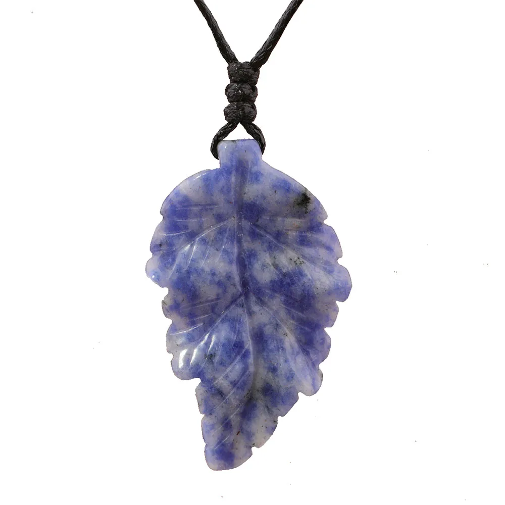 Leaf Shape Gems Stone Pendant For Women Quartz Healing Crystal Necklace Birthday Wedding Handmade Charm Jewelry Accessory Gifts