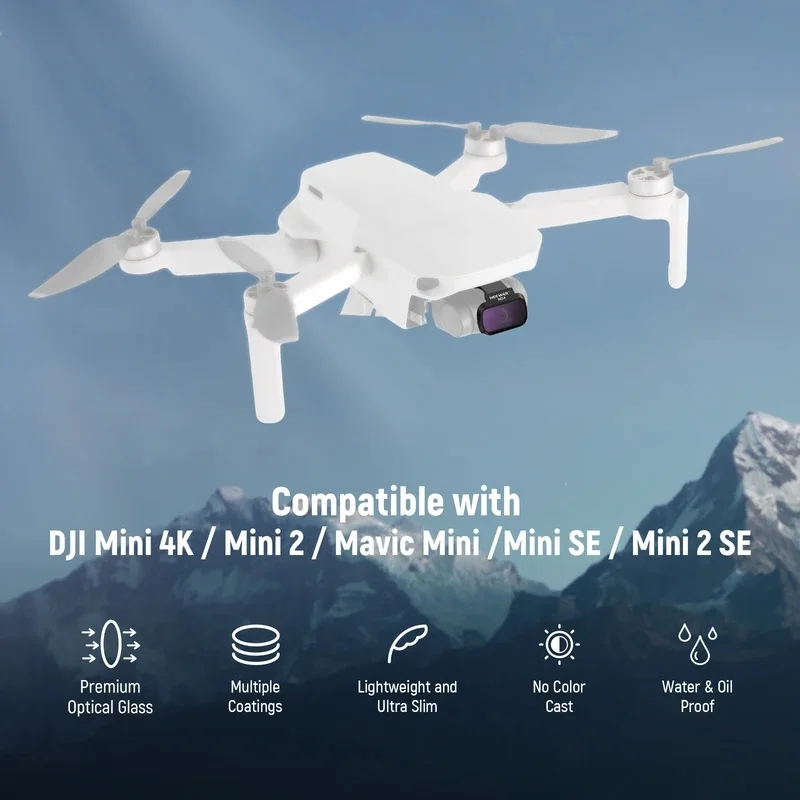 Фото NEEWER Набор из 6 фильтров ND CPL для DJI Mini 4K/2/Mavic/SE/2 SE, аксессуары для объектива дрона, накладные круговые поляризационные нейтральные фильтры. №3