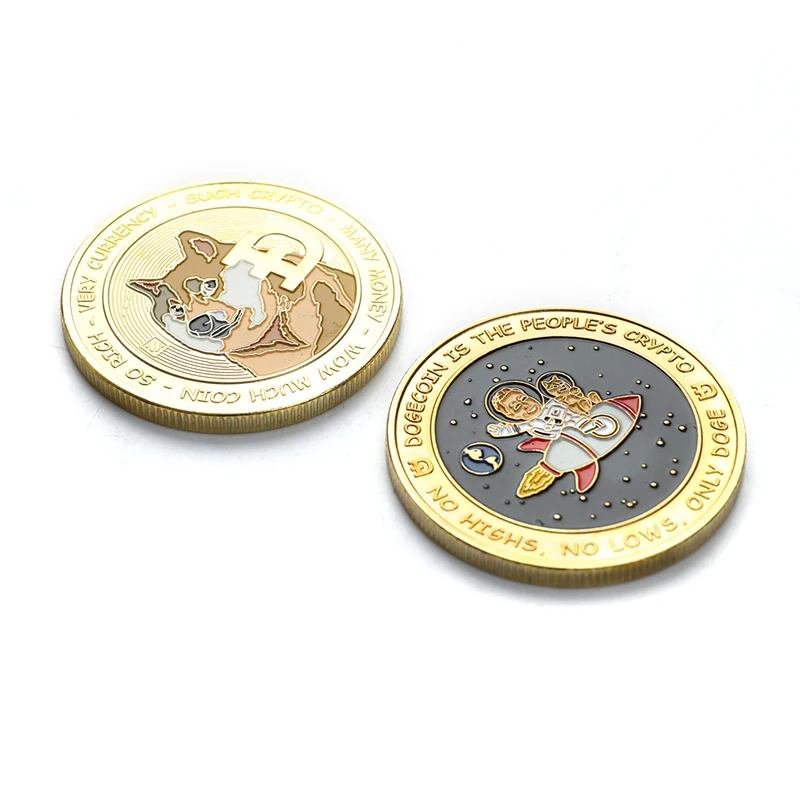 D7 позолоченный Dogecoin To The Moon Coin милый рисунок собаки фотография | Дом и сад