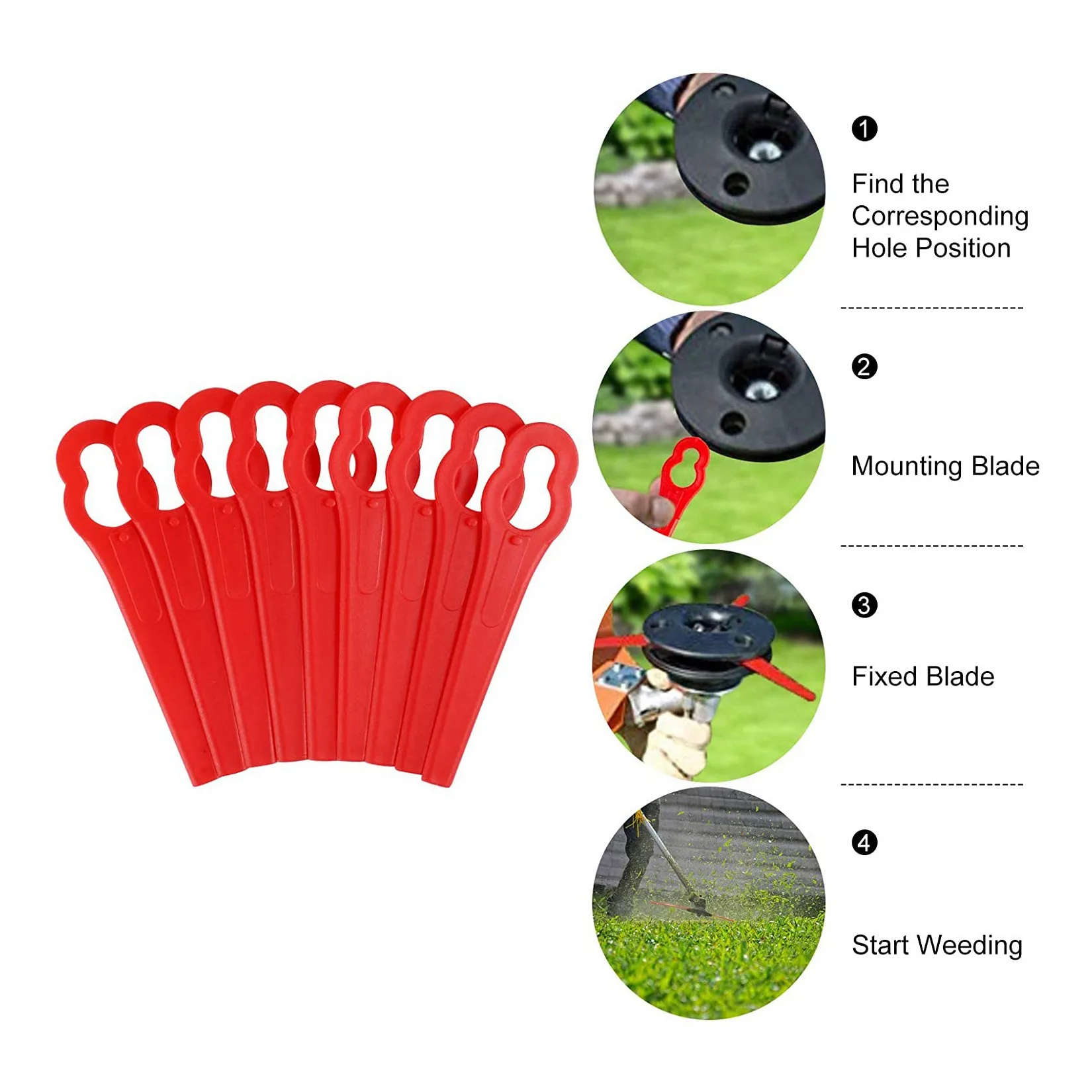80 Pcs 8.3CM Plastic Grass Trimmer Blade Replacement Blades Lawn Mower for Bosch Einhell