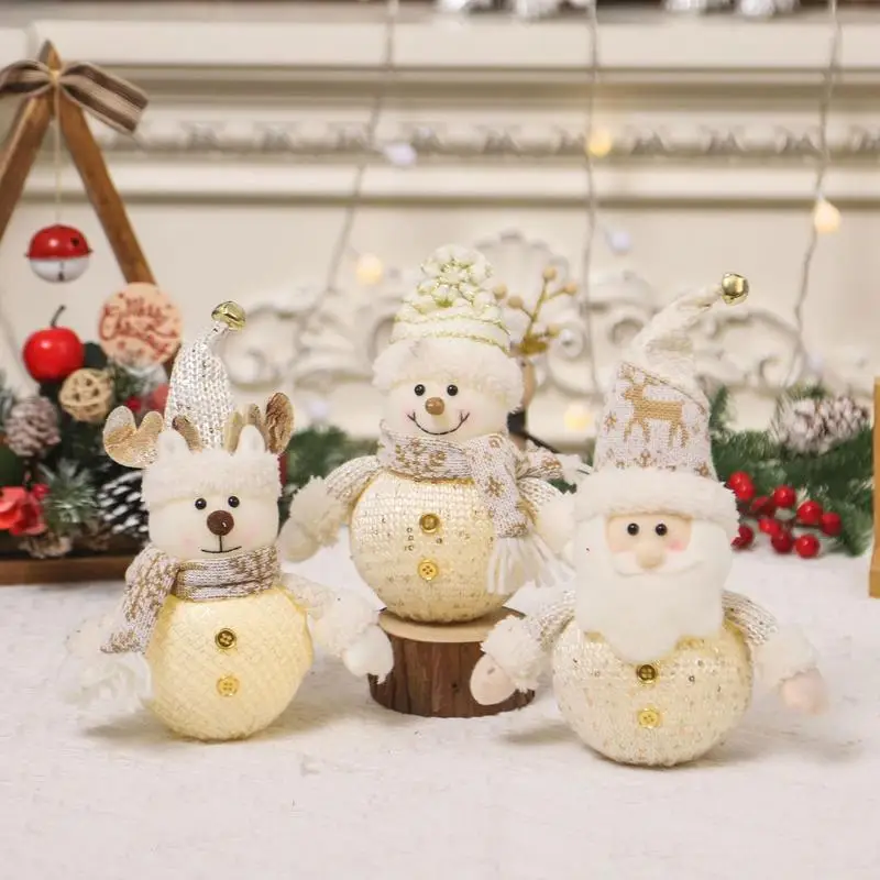 

Light Up Christmas Doll Glowing Old Man Mini Stuffed Doll Christmas Decoration Supplies For Bedroom Study Room Children's Room