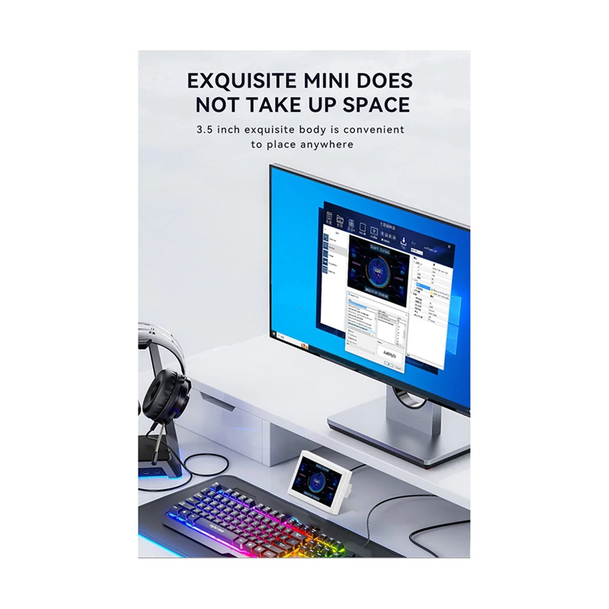 

Двойной компьютерный подэкран портативный 3,5-дюймовый ЖК-дисплей компьютерный мониторинг USB Sub-экран настольный компьютер экран, черный