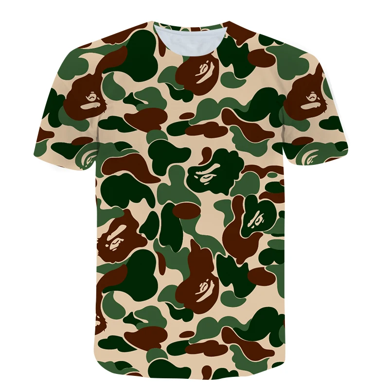 

Plus Size Men's New Trend Outdoor Action Short Sleeve T-Shirt Camouflage Drawing Graffiti Bright Color Top 3D Printing Clothing