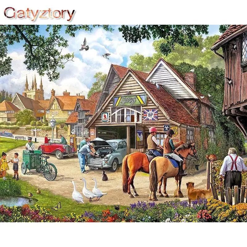 

GATYZTORY Frameless Picture Diy Painting By Numbers Racecourse Acrylic Paints On Canvas Picture Handiwork Coloring On Numbers