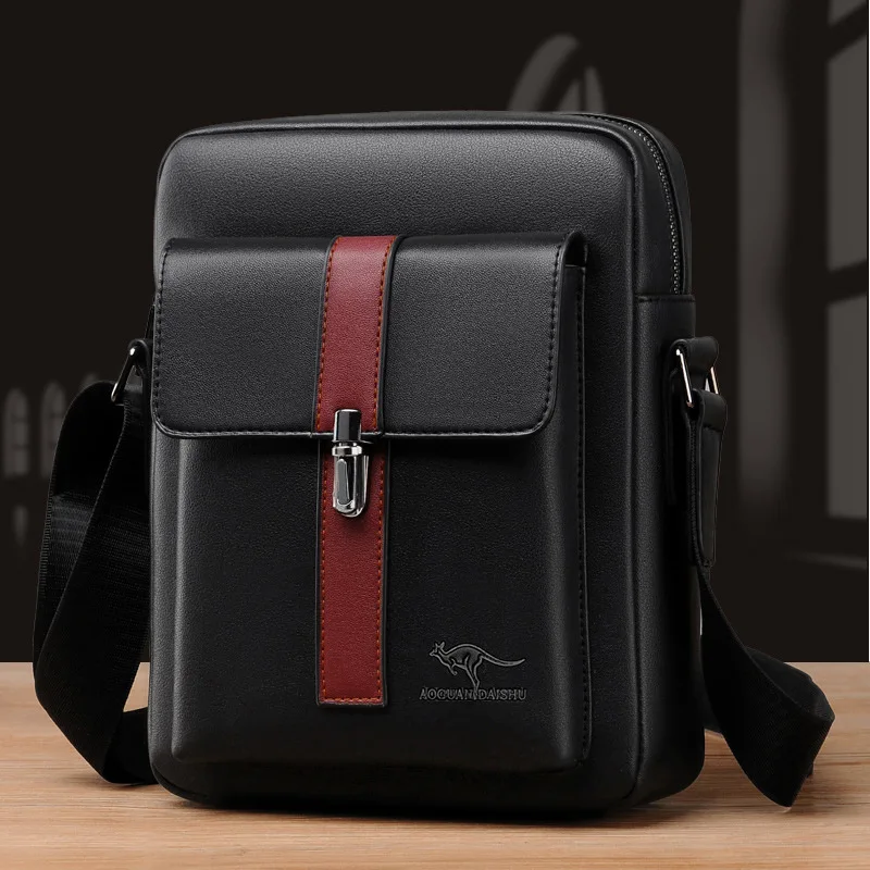 Business PU Leather Men's Shoulder Bag Husband Multi-function Crossbody Messenger Bag Luxury Male Handbag Sling Bag For Man