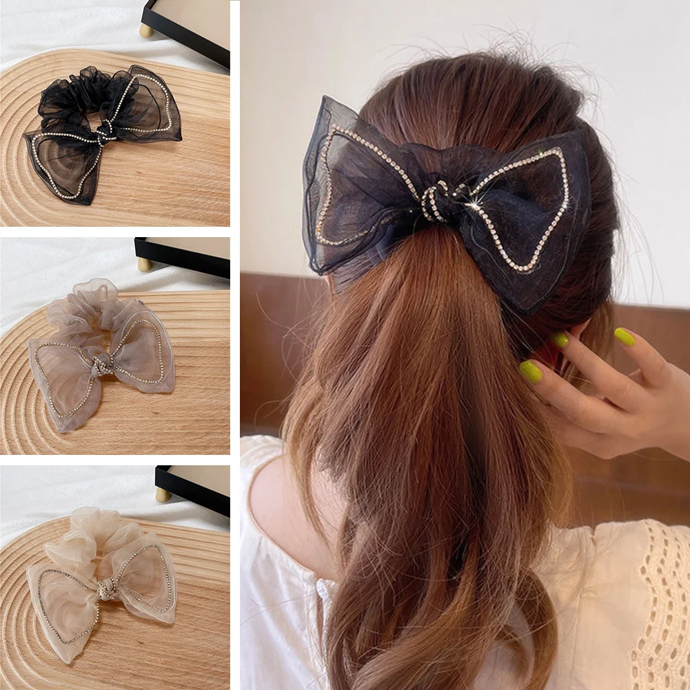 

Mesh Bow Hair Ring 2022 New All-match Simple Ins Temperament Ball Head Head Rope