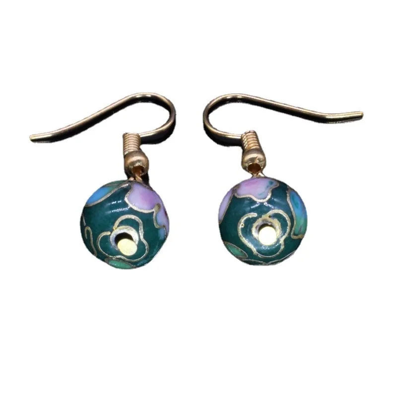 

Cloisonne Earrings Ethnic Wind Retro Popular Women's Models Anti-allergy Earrings