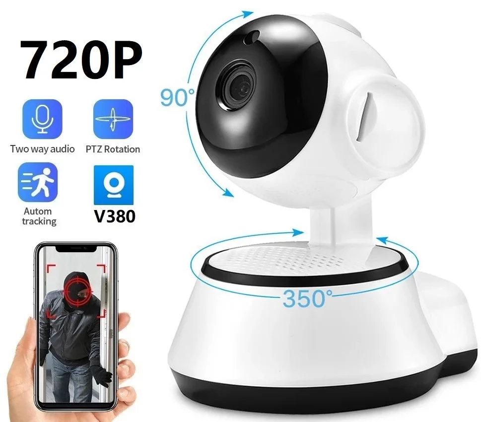 

Baby Monitor 720P Mini Pan/Tilt Wifi IP Camera Auto Tracking Two Way Audio Motion Detection Remote Access V380