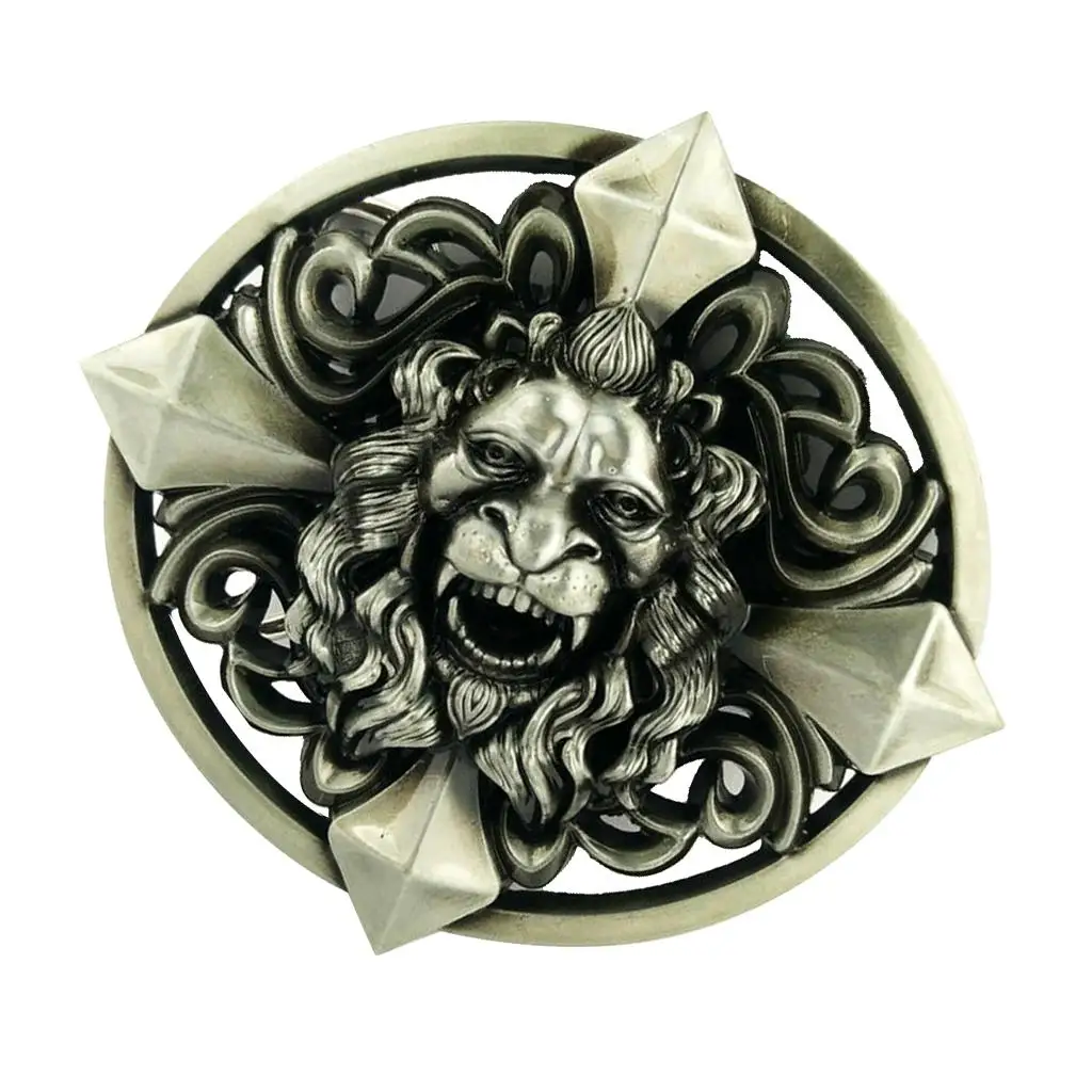 

Готический металлический 3D голова льва пряжка для ремня в западном стиле ковбойский крутой необычный Ретро Серебряный Родео