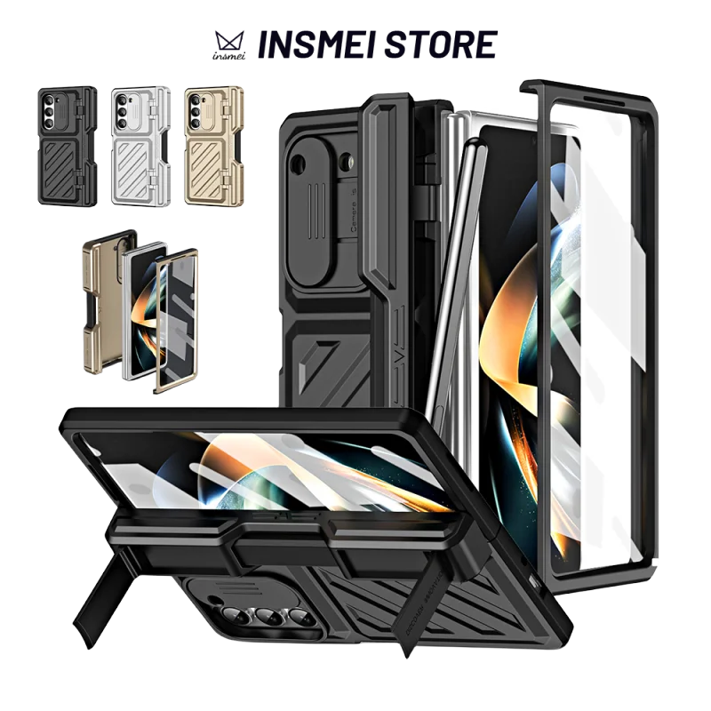 

For Samsung Galaxy Z Fold5 Fold4 Fold 5 4 Case Hinge All-Inclusive Drop-Proof Cover, with [Stylus & Stands & CasesGlass Film]