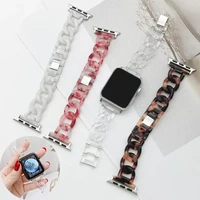 women luxury watch band for apple watch 44 42 40 38 41 45mm resin lady bracelet for iwatch 76se54321 transparent strap