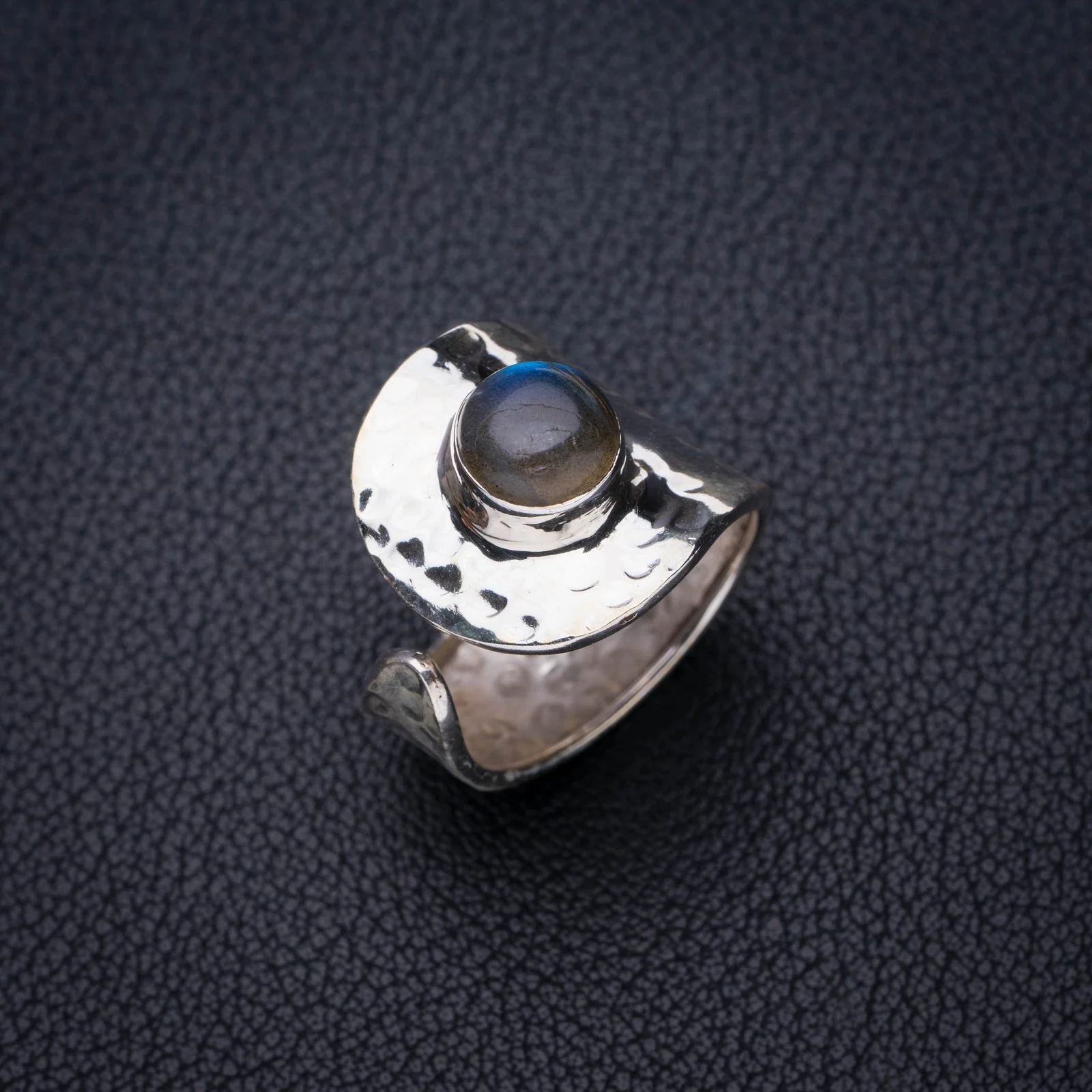 StarGems Natural Blue Fire Labradorite Opening Handmade 925 Sterling Silver Ring 8.5 E7328